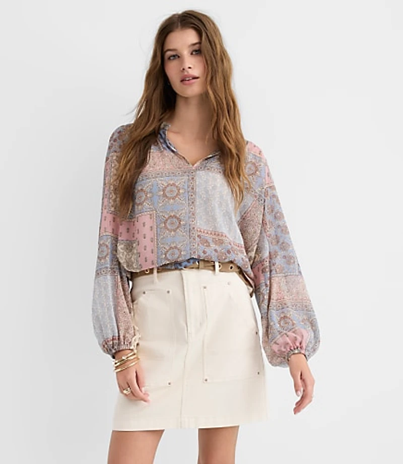 Denim Carpenter Mini Skirt Ivory