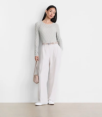LOFT Versa Geo Lace Long Sleeve Top