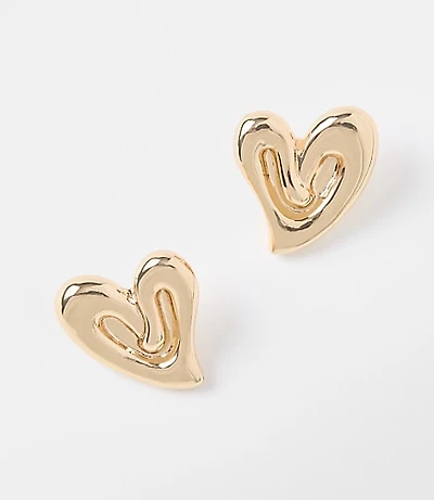 Molded Metal Heart Stud Earrings