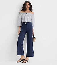 Palmer Wide Leg Crop Pants Cotton Linen