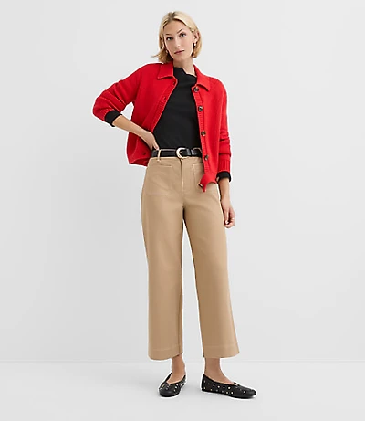 Palmer Wide Leg Crop Pants Contrast Stitch