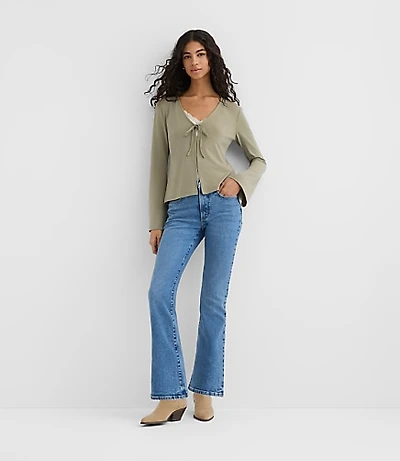 Rivete Petite Mid Rise Boot Jeans in Vintage Mid Wash