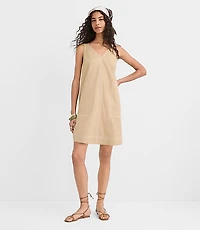 Topstitched Double V Mini Pocket Dress
