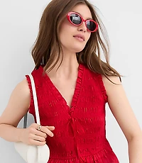 Smocked Ruffle Peplum Top