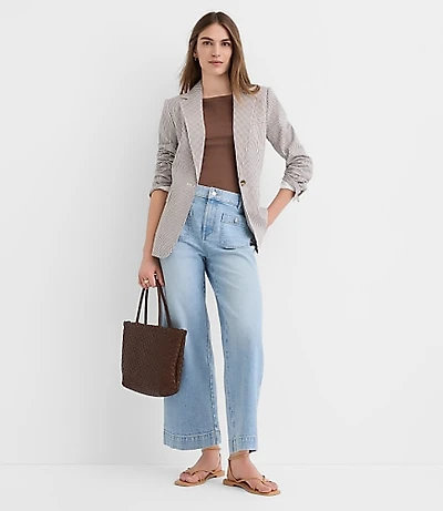 Palmer Denim Wide Leg Crop Pants Refined Blue Wash