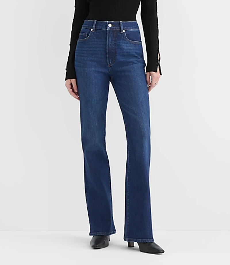 Rivete Petite Curvy High Rise Slim Flare Jeans Muse Wash