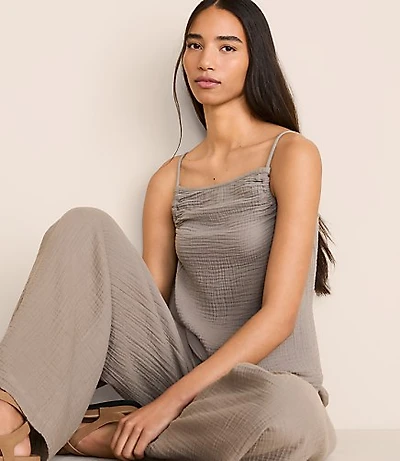 Lou & Grey Ruched Triple Cloth Tank Top