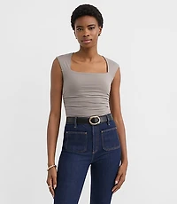 Ruched Square Neck Top
