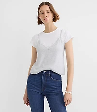 Heathered Lace Perfect Ribbed Cami Tee
