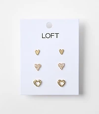Pave Heart Stud Earring Set