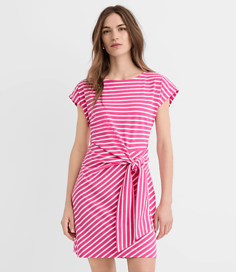 Striped Side Tie Wedge Tee Mini Dress