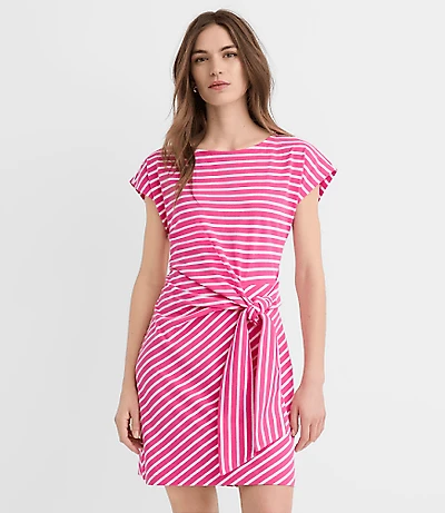 Striped Side Tie Wedge Tee Mini Dress