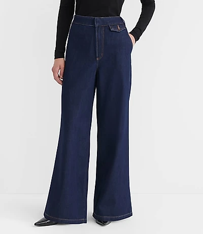Petite Curvy High Rise Trouser Jeans Dark Rinse