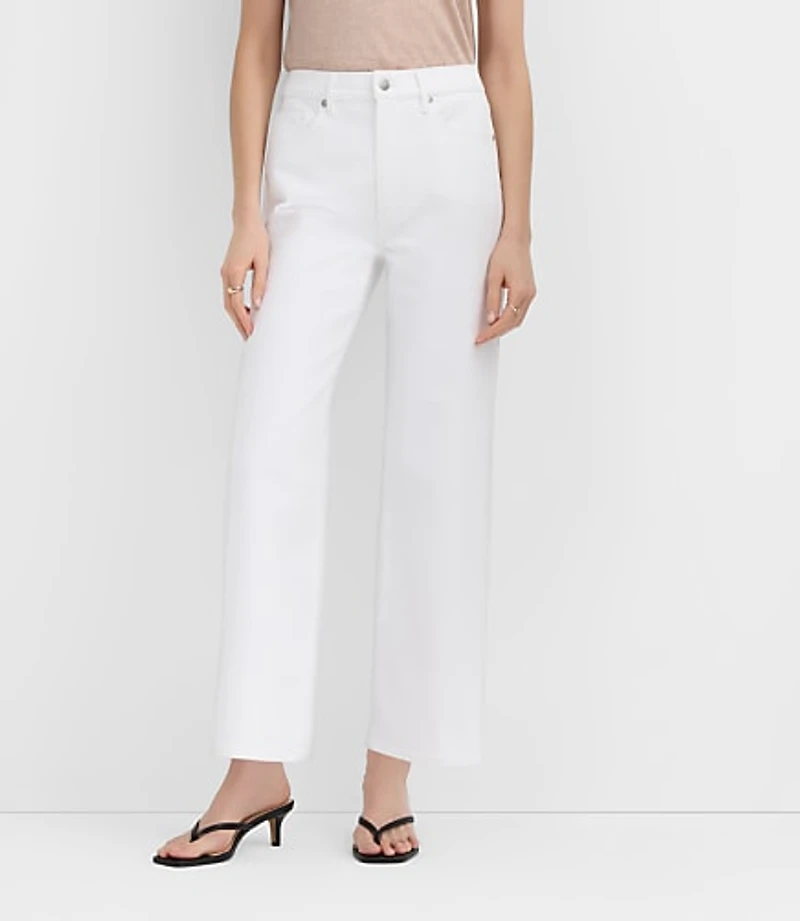 Rivete Curvy High Rise Wide Leg Crop Jeans White