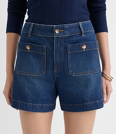 Curvy Palmer Denim Shorts Vintage Mid Wash