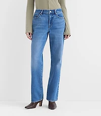 Rivete Petite Curvy Mid Rise Relaxed Straight Jeans Vintage Wash