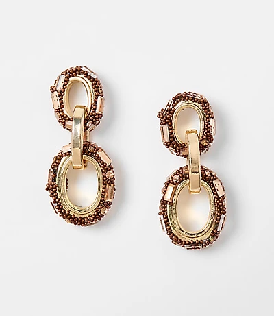 Beaded Link Drop Statement Earrings