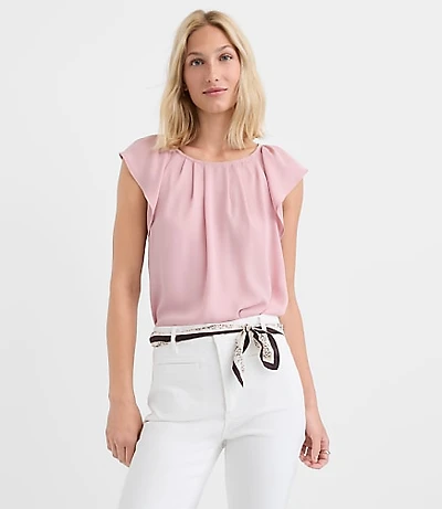 Flutter Sleeve Mixed Media Blouse