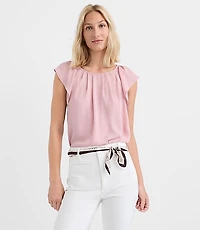 Flutter Sleeve Mixed Media Blouse