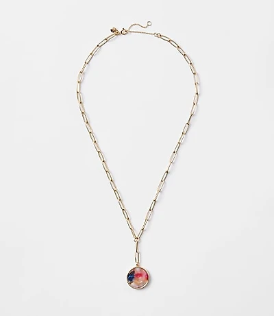 Multicolored Tortoiseshell Print Chain Link Necklace
