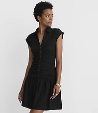 Petite Ruched Flounce Mini Shirtdress