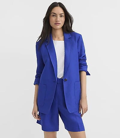 Petite Linen Blend Modern Blazer