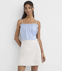 Denim Buckle Mini Wrap Skirt