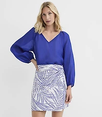 Petite Pleated V-Neck Blouse
