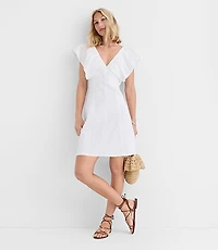 Petite Paisley Embroidered Double V Mini Dress