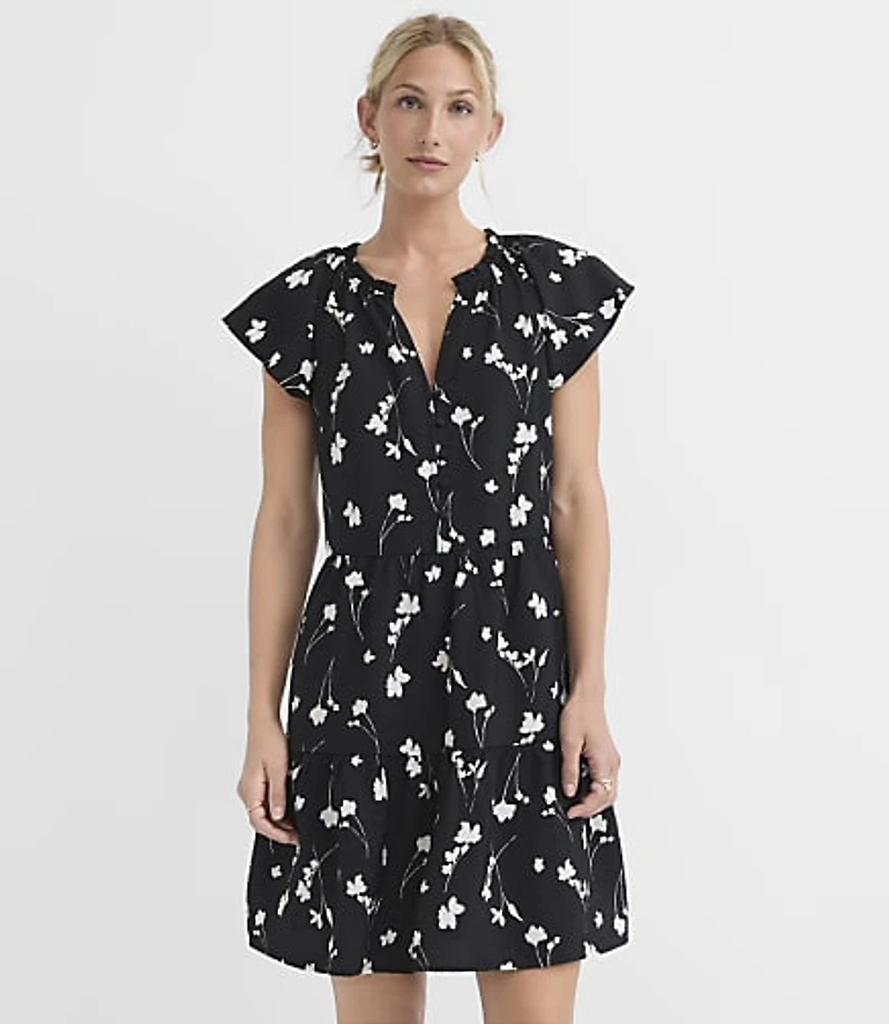 Floral Flutter Tiered Mini Dress