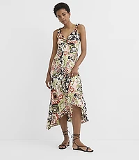 Petite Garden Ikat Twist Double V Midi Dress