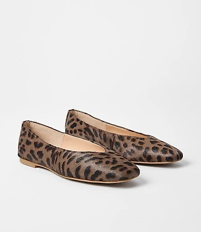 Leopard Prnt Hair Calf High Vamp Ballet Flats