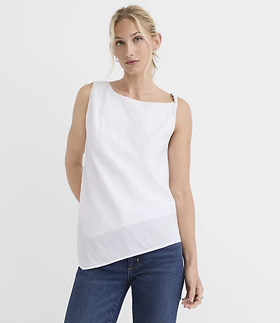 Petite Asymmetrical Twist Shoulder Top