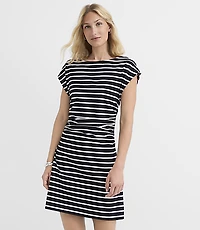Petite Stripe Ruched Wedge Mini Tee Dress