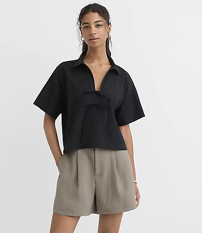 Petite Poplin Bow Shirt