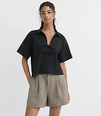Petite Poplin Bow Shirt