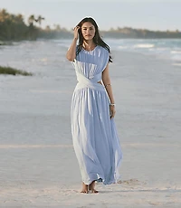 Petite Ruched Cutout Waist Midi Dress