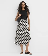 Petite Striped Asymmetrical Midi Skirt