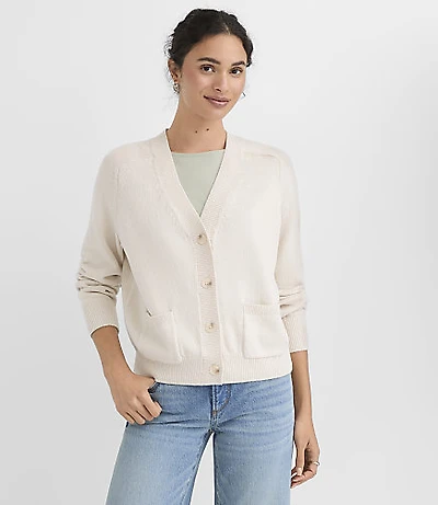 Saddle Sleeve V-Neck Pocket Cardigan