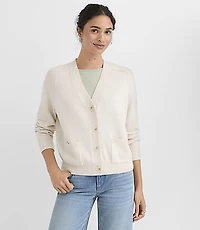 Saddle Sleeve V-Neck Pocket Cardigan