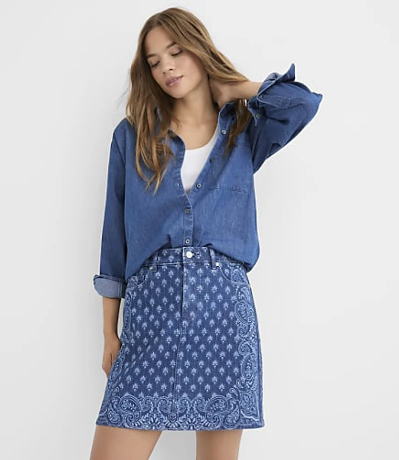 Rivete Denim Mini Skirt Bandana Wash