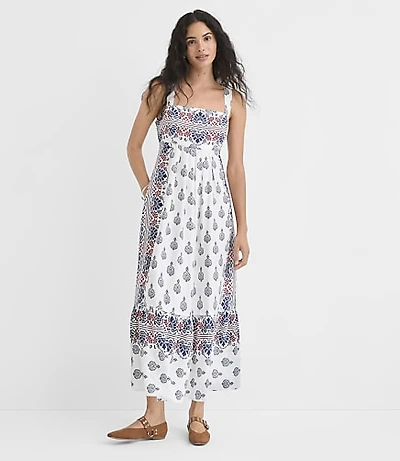 Petite Border Paisley Strappy Midi Pocket Dress