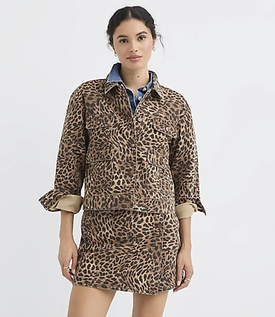 Petite Denim Jacket Leopard Print