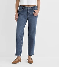 Rivete Petite Curvy Low Rise Straight Jeans Medium Original Enzyme Wash