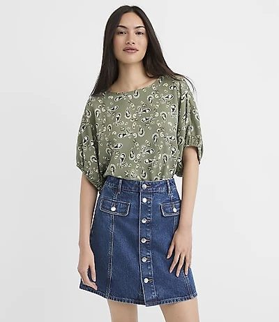 Petite Bandana Print Cinched Dolman Top