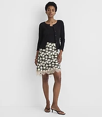 Petite Floral Lace Trim Satin Mini Skirt
