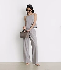 LOFT Versa Seasonless Stretch Double Pleat Relaxed Straight Pants Stripe