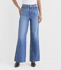Rivete Curvy Side Paneled Fresh Cut High Rise Relaxed Wide Leg Jeans Diem Wash