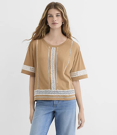 Lace Trim Jersey Tee