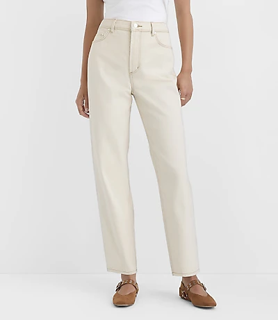 Rivete Petite Curvy High Rise Straight Jeans Ecru